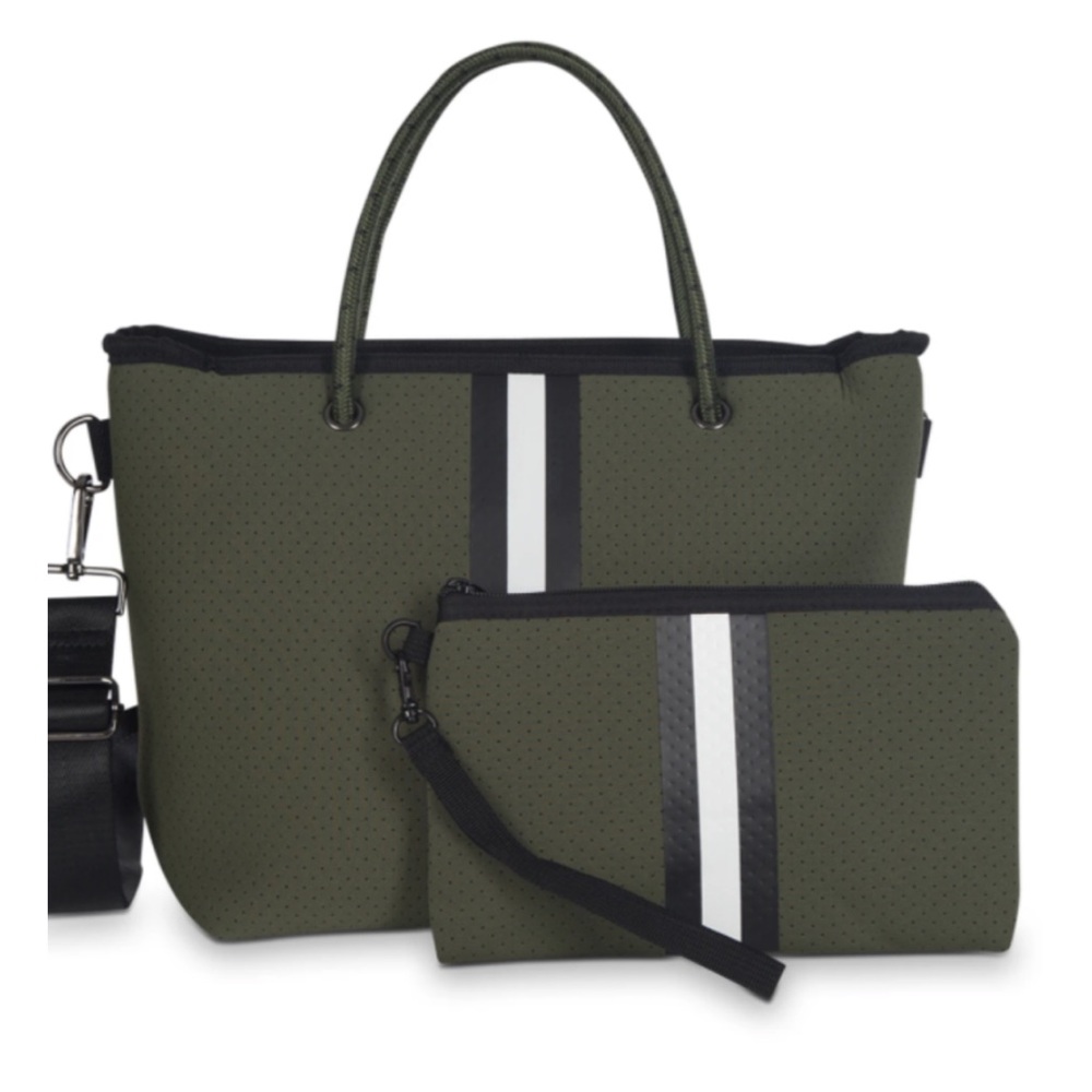 Haute Shore Ryan Tote Purse Army Green with matching clutch